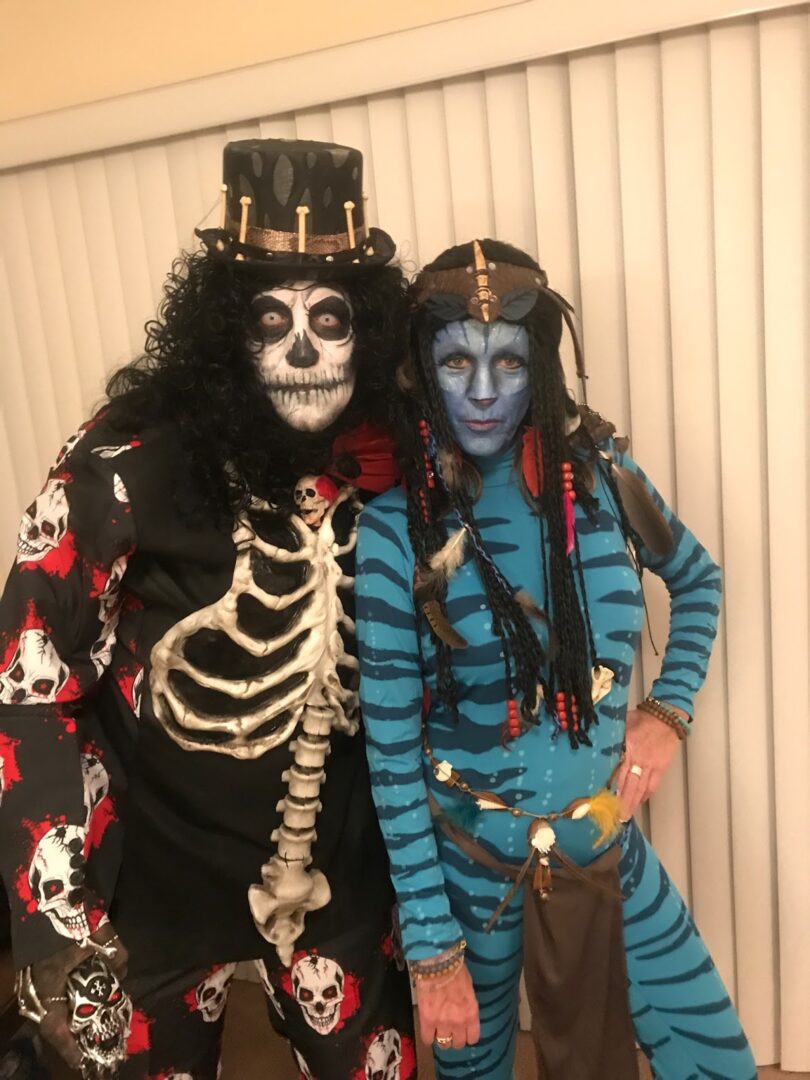 A couple of people that are dressed up